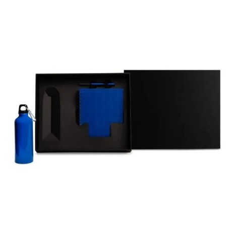Kit Com Squeeze, Caneta E Caderno - Azul - 3 Pçs Personalizado
