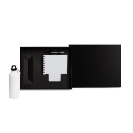 Kit Com Squeeze, Caneta E Caderno - Branco - 3 Pçs Personalizado