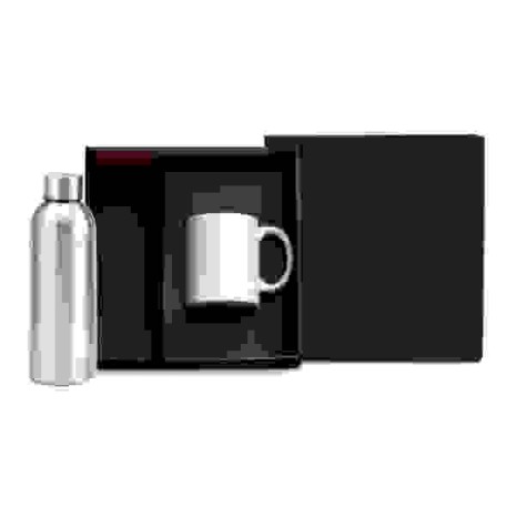 Kit Garrafa E Caneca - Prata/Branco 2 Pçs Personalizado 