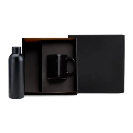 Kit Garrafa E Caneca - Preto - 2 Pçs Personalizado 