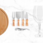 Kit Queijo e Vinho Com Abridor Saca Rolhas 8 Peças com Logo 