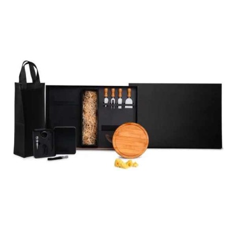 Kit Queijo E Vinho Com Espaço Para Garrafa - 11 Pçs Personalizado