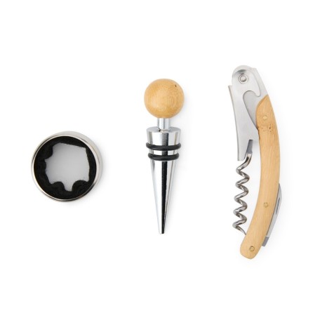 Kit Vinho Bambu 3 Peças Personalizado com Logotipo